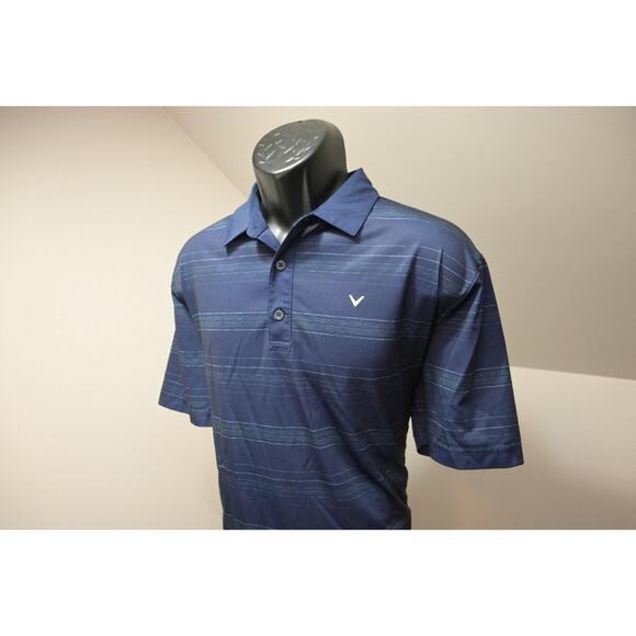 Callaway Golf Polo Opti Dri Striped Short Sleeve Athletic Shirt Mens Sz Large - Picture 1 of 8